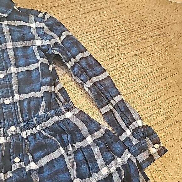 Ralph Lauren plaid tiered flannel shirtdress size 8 cotton - Picture 5 of 13